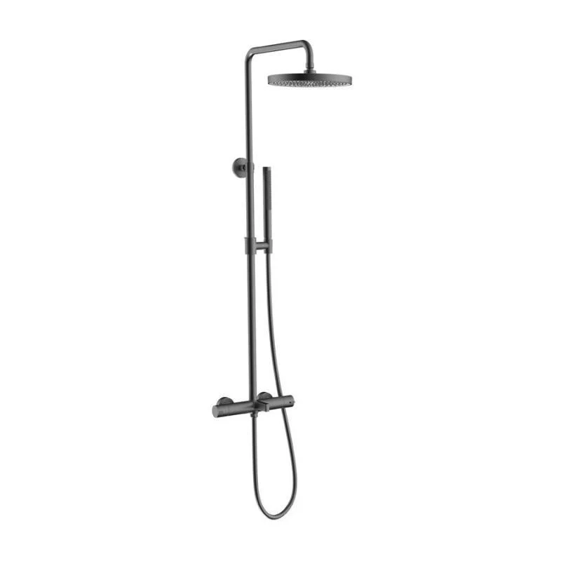 Coloană duș completă cu termostat ELEGANT, cu 3 funcții, montaj pe perete - Gun metal