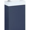 Lavoar dreptunghiular MINI, din porțelan, cu mobilier albastru mat, 40x22,5cm - alb