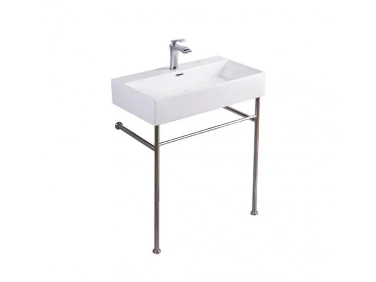 Lavoar dreptunghiular TAMPA, din porțelan, cu picioare metalice 75X42cm - alb