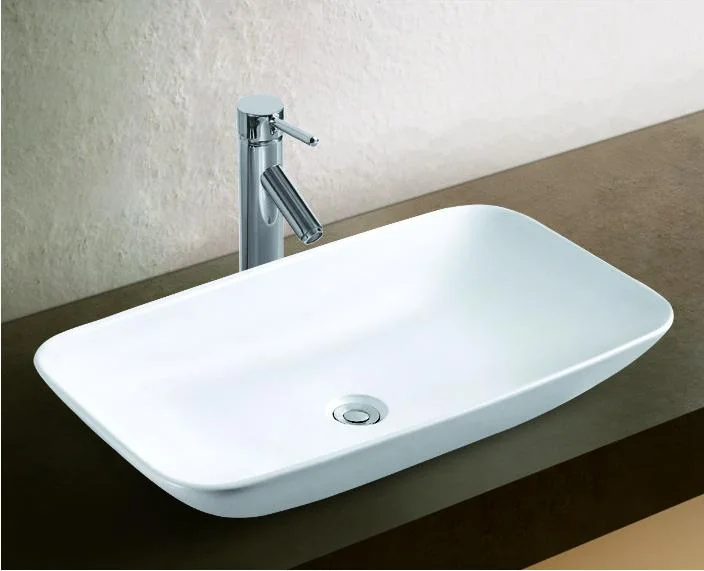 Lavoar dreptunghiular WASHINTON, din porțelan, montaj pe blat, 69x39,5cm - alb