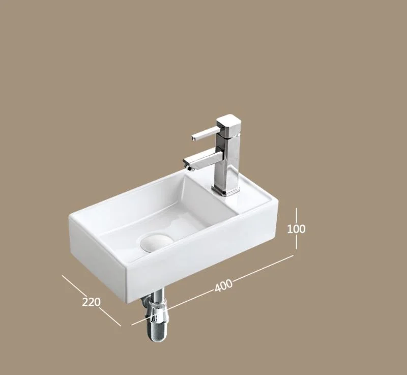 Lavoar mini dreptunghiular AUSTIN, pe partea dreaptă, montaj în perete 40x22cm - alb - imagine 3