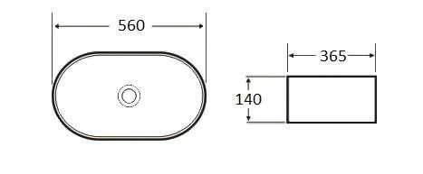 Lavoar oval DAYTON, din porțelan, montaj pe blat, 56x36,5cm - alb - imagine 4