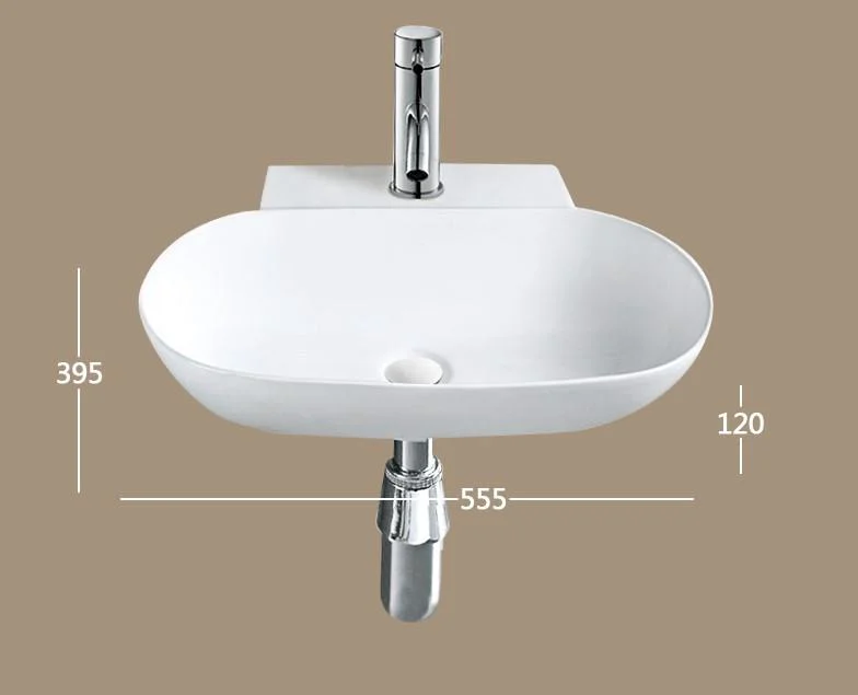 Lavoar oval DETROIT, cu montaj pe perete 56x36,5cm - Alb - imagine 3