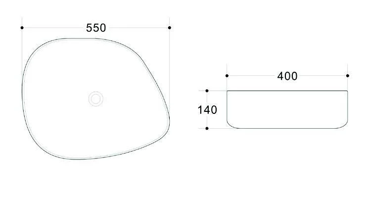 Lavoar oval ODESSA, din porțelan, montaj pe blat 55x40cm - gri exterior / alb interior - imagine 2