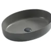 Lavoar oval PHOENIX, din porțelan, montaj pe blat 54,5X41cm - gri, cu scurgere gri