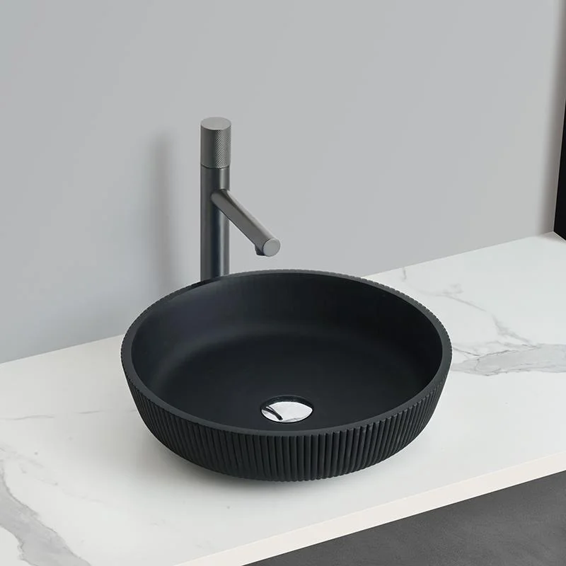 Lavoar rotund AVEX, din sticlă, montaj pe blat, 42x42x11cm - negru mat