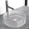 Lavoar rotund BRILLA din sticlă, montaj pe blat, 36x36x11cm - Transparent