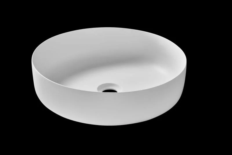 Lavoar rotund MEMPHIS, din Solid surface, montaj pe blat 41,5cm - alb