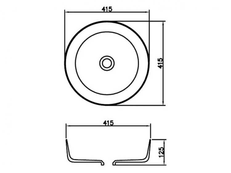 Lavoar rotund MEMPHIS, din Solid surface, montaj pe blat 41,5cm - alb - imagine 2