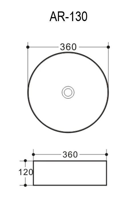 Lavoar rotund NEW ORLEANS, din porțelan, montaj pe blat 36cm - negru, scurgere neagră - imagine 2