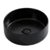 Lavoar rotund NEW ORLEANS, din porțelan, montaj pe blat 36cm - negru, scurgere neagră