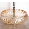 Lavoar rotund PRISMA ORA, din sticlă, montaj pe blat, 36x36x11cm - chihlimbar