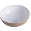 Lavoar rotund TOLEDO, din porțelan, montaj pe blat 39,5cm - bej exterior / alb interior
