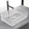 Lavoar VETRINA, din sticlă, montaj pe blat, 46x33x10cm - Transparent