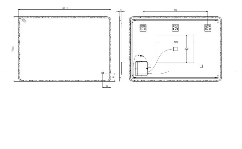 Oglindă LED 1000x700 - Anti-aburire, 2500 lm, Control Tactil - imagine 2
