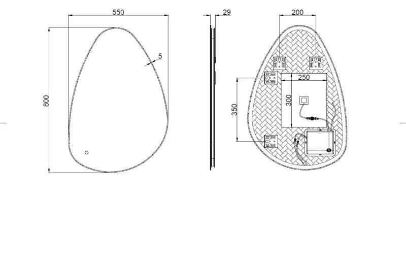 Oglindă LED 60x80 - Anti-aburire, 1750 lm, Montată pe Perete - imagine 2