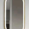 Oglindă LED cu dezaburire, cu ramă de aluminiu, auriu periat, 40x90cm