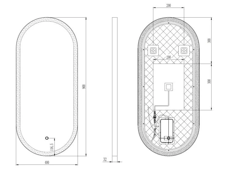 Oglindă LED cu dezaburire, cu ramă de aluminiu, auriu periat, 40x90cm - imagine 3