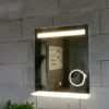 Oglindă LED, cu poliță, cu oglindă cosmetică detașabila, lumină reglabilă, dezaburire, 2 db bluetooth