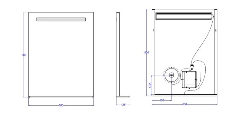 Oglindă LED, cu poliță, cu oglindă cosmetică detașabila, lumină reglabilă, dezaburire, 2 db bluetooth - imagine 2