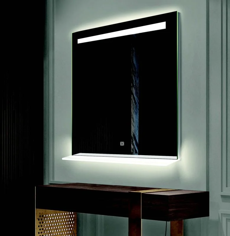 Oglindă LED, cu poliță, lumină reglabilă, dezaburire, 2 difuzoare. bluetooth, 100x80cm