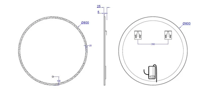 Oglindă LED, lumină reglabilă, dezaburire, 2 db bluetooth - imagine 3