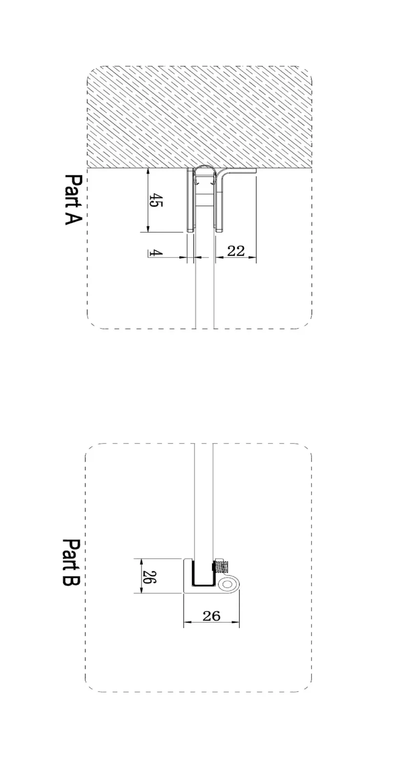 Set profil perete pentru paravan Walk In CLEAR - imagine 6